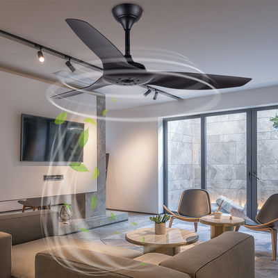 مروحة السقف الأمريكية ABS Blade غرفة المعيشة الأسود مروحة السقف 52 بوصة