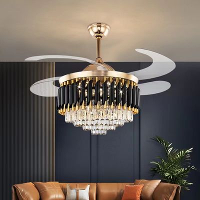 52 بوصة LED 20W مروحة سقف محرك DC حديثة قابلة للانسحاب مع الضوء