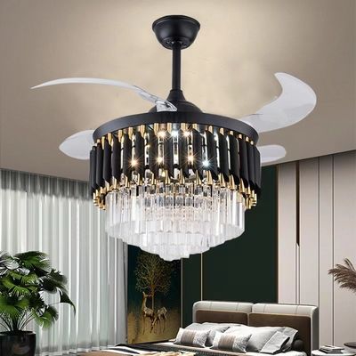 52 بوصة LED 20W مروحة سقف محرك DC حديثة قابلة للانسحاب مع الضوء