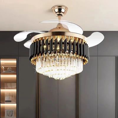 52 بوصة LED 20W مروحة سقف محرك DC حديثة قابلة للانسحاب مع الضوء